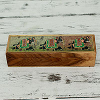 Teakwood and soapstone jewelry box Emerald Elephant Parade India