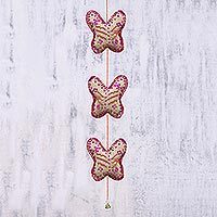 Beaded string ornament Dazzling Pink Butterfly India