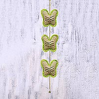 Beaded string ornament Dazzling Green Butterfly India