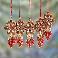 Beaded ornaments Holiday Comets set of 5 India