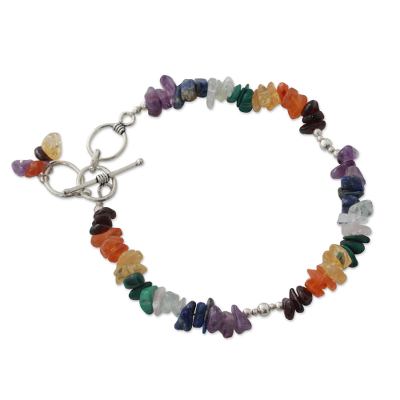 Multi-gemstone chakra bracelet, 'Rite of Peace' - Handmade Beaded Gemstone Chakra Bracelet