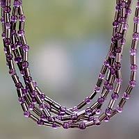 Amethyst and hematite beaded necklace,