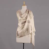 Silk and wool shawl,
