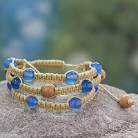 Chalcedony Beaded bracelet, 'Peaceful Mind' - Fair Trade Macrame Chalcedony Beaded Bracelet