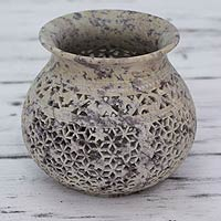 Soapstone decorative vase Starlight Honeycomb India