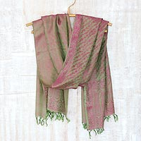 Varanasi silk shawl Banaras Green India