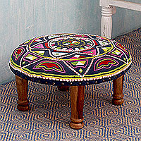 Cotton embroidered foot stool Rajasthan Galaxy India