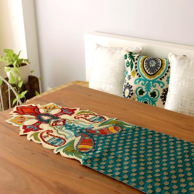 Applique table runner, Golden Paisley