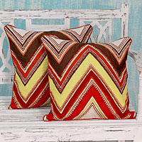 Applique cushion covers Zigzag Brilliance pair India