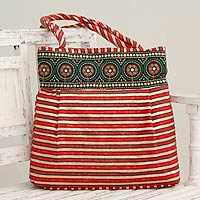 Embellished shoulder bag Crimson Gujarat Legacy India