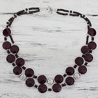 Garnet and agate beaded necklace,