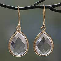 Vermeil prasiolite dangle earrings,