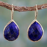 Vermeil lapis lazuli dangle earrings,