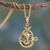 Vermeil sapphire pendant necklace, 'Om Ganesha' - Sapphire and Gold Vermeil Necklace thumbail