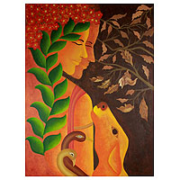'Nature's Bounty' - Forest Scene Painting from India