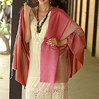 Silk and wool shawl Rosy Blush India