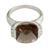 Smoky quartz cocktail ring, 'Mumbai Mist' - 3.5 Carat Smoky Quartz Silver Ring with Cubic Zirconia (image 2a) thumbail