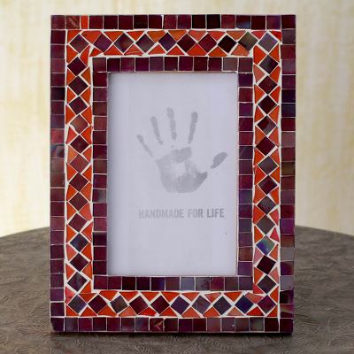 Glass mosaic photo frame, Lilac Coral (4x6)