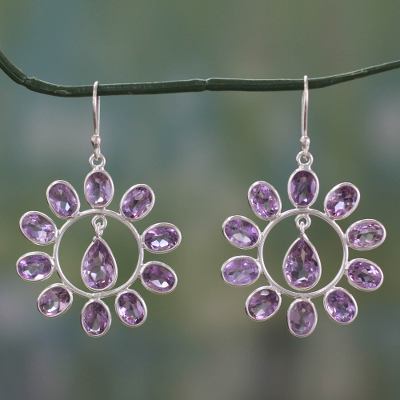 13 cts amethyst on sterling silver hook earrings blossoming novica 13 cts amethyst on sterling silver hook earrings blossoming novica