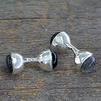 Onyx and labradorite cufflinks,