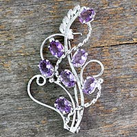 Amethyst floral brooch pin, Lilac Story