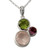 Rose quartz, peridot and amethyst pendant necklace, 'Enchanting Trio' - Rose Quartz Amethyst and Peridot Pendant Necklace (image 2b) thumbail