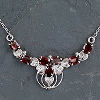Garnet pendant necklace,