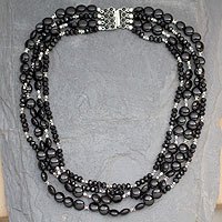 Onyx beaded necklace,