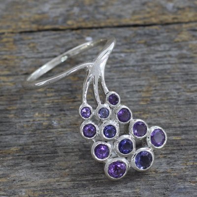 Amethyst and Iolite Multi-Stone Ring Hand Made in India