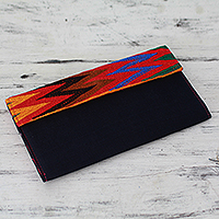 Embroidered rayon wallet Tribal Connection in Blue India