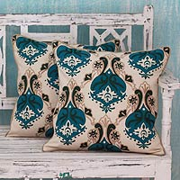 Embroidered cushion covers Autumn Muse pair India