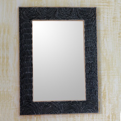Glass mosaic wall mirror, Night Waves