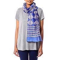Cotton and silk blend batik scarf Diamond Mine India