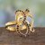 Sapphire and gold plated silver cocktail ring, 'Inner Peace' - India Handcrafted Gold Vermeil Ganesha Ring with Sapphire thumbail