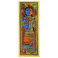 Madhubani painting, 'Ardhnareshwar' - Authentic India Madhubani Painting of Shiva and Parvati