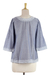 Cotton tunic, 'Dori Delight' - India Blue Cotton Chambray Tunic with Dori Embroidery (image 2d) thumbail