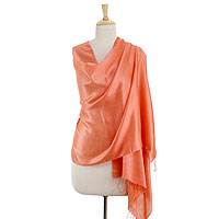 Wool blend shawl Shimmering Peach India