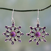 Amethyst dangle earrings, 'Lavender Starlight' - Sterling Silver Dangle Earrings with 6.5 Carats of Amethyst