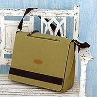Cotton canvas laptop messenger bag Indian Green India