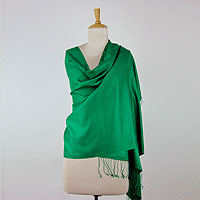 Silk shawl Srinagar Green India