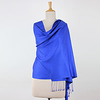 Silk shawl Srinagar Blue India