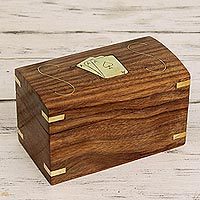 Inlaid wood playing card set,