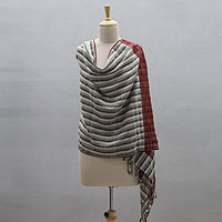Wool blend shawl, 'Kullu Twilight' - Kullu Valley Hand Woven Wool Blend Shawl from India