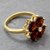 Gold plated garnet flower ring, 'Scarlet Love' - Garnet Flower in 18k Gold Plated Cocktail Ring thumbail