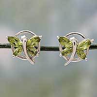 Peridot button earrings,