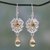 Citrine dangle earrings, 'Golden Dewdrops' - Indian Silver Dangle Earrings with 5 Carats of Citrine thumbail