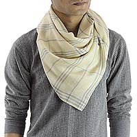 Men s wool and silk scarf Yellow Srinagar India