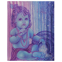 'Kanhaiya Krishna' - Original Portrait of Krishna as a Baby
