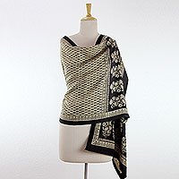100% silk Bagh shawl,