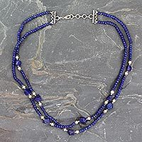 Lapis lazuli and cultured pearl necklace,